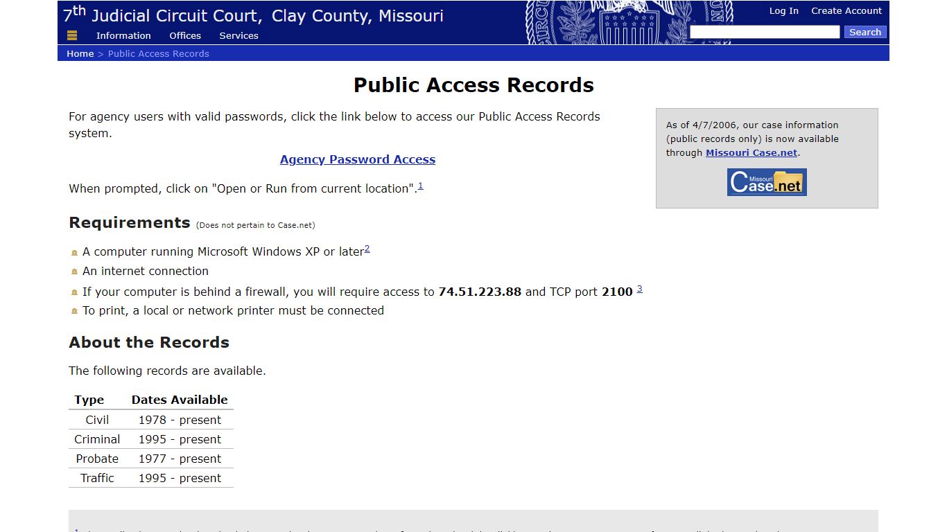 Public Access Records - 7th Judicial Circuit Court of Missouri
